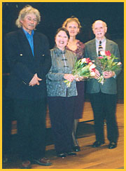 Academy of Music, Wroclaw, Poland: Rektor Kurzinski, Madeleine Forte, student Anna Rutkowska, and Allen Forte